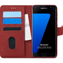 Microsonic Samsung Galaxy S7 Edge Kılıf Fabric Book Wallet Kırmızı