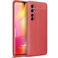 Microsonic Xiaomi Mi Note 10 Lite Kılıf Deri Dokulu Silikon Kırmızı