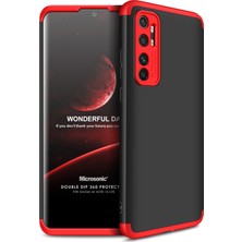 Microsonic Xiaomi Mi Note 10 Lite Kılıf Double Dip 360 Protective Siyah - Kırmızı