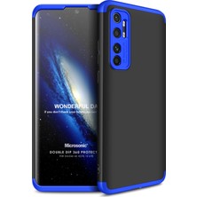 Microsonic Xiaomi Mi Note 10 Lite Kılıf Double Dip 360 Protective Siyah - Mavi