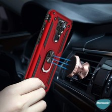 Microsonic Xiaomi Redmi Note 9 Kılıf Military Ring Holder Kırmızı