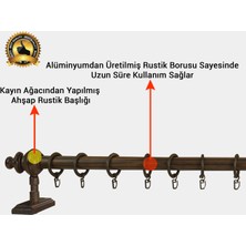 Perdejim Ceviz Raysız Ahşap Rustik Perde Askısı - Rustik Borusu 100 cm
