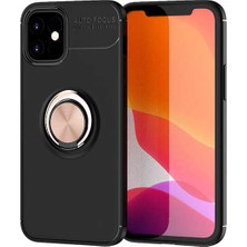 Tekno Grup Apple iPhone 12 Pro (6.1'') Kılıf Ultra Korumalı Yüzüklü Manyetik Ravel Silikon + Tam Kaplayan 5D Cam Ekran Koruyucu Rose