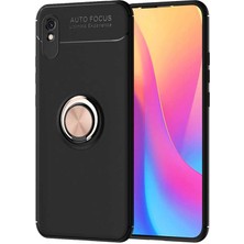 Tekno Grup Xiaomi Redmi 9A Kılıf Ultra Korumalı Yüzüklü Manyetik Ravel Silikon + Cam Ekran Koruyucu Rose