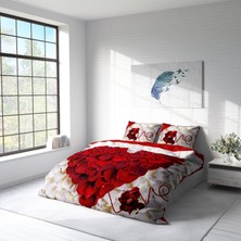 Monohome Heart Rose 3D Pamuk Saten Çift Kişilik Nevresim Takımı