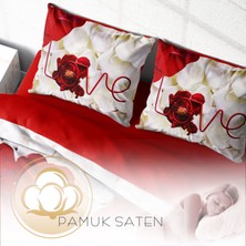 Monohome Heart Rose 3D Pamuk Saten Çift Kişilik Nevresim Takımı