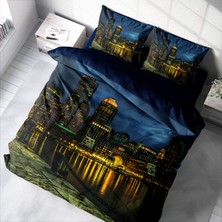 MonoHome Dark City 3D Pamuk Saten Çift Kişilik Nevresim Takımı