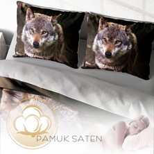 MonoHome WolfEyes 3D Pamuk Saten Çift Kişilik Nevresim Takımı