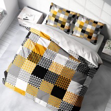 MonoHome Checkers 3D Pamuk Saten Çift Kişilik Nevresim Takımı
