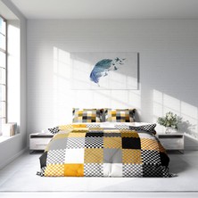 MonoHome Checkers 3D Pamuk Saten Çift Kişilik Nevresim Takımı