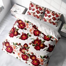 MonoHome Red Rose 3D Pamuk Saten Çift Kişilik Nevresim Takımı
