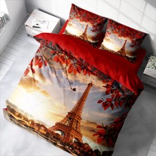 Monohome Eiffel 3D Pamuk Saten Çift Kişilik Nevresim Takımı