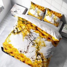 Monohome Yellow Daisy 3D Pamuk Saten Çift Kişilik Nevresim Takımı
