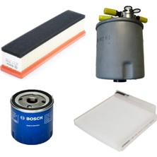 Bosch Filtre Bakım Seti Dacia Logan - Sandero 1.5 2005-2011 Benzinli Hava + Yağ F.+ Yakıt Filtre + Polen Bosch