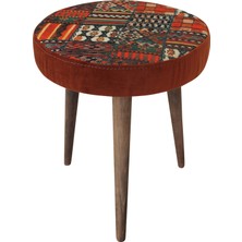 Arasta Life Style  Ece Kilim Tarçın Yuvarlak Puf Tabure