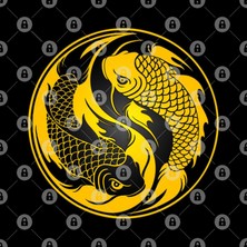 Fizello Yellow And Black Yin Yang Koi Fish Kupa Bardak