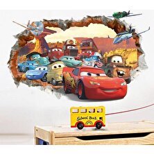 Cosy Home Gift Çocuk Bebek Odası Arabalar Cars Filmi Şimşek Mcqueen 3 Boyutlu Çizim  Sticker Pvc Duvar Süsü