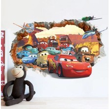Cosy Home Gift Çocuk Bebek Odası Arabalar Cars Filmi Şimşek Mcqueen 3 Boyutlu Çizim  Sticker Pvc Duvar Süsü