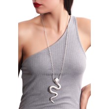 Labalaba Kadın Antik Gümüş Kaplama Yılan Figürlü Kolye