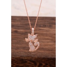 Sümer Telkari Rose Gümüş Kedi Kolye 6606