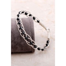 Sümer Telkari Kazaziye Işlemeli Örgü Gümüş Bileklik 3403