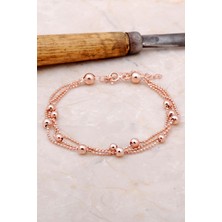 Sümer Telkari Dorika Üç Sıra Rose 925 Ayar Gümüş Bileklik 3381