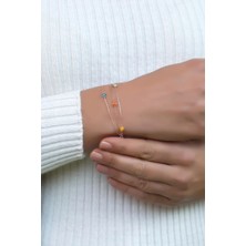 Sümer Telkari Rose Gümüş Renkli Nazar Boncuklu Bileklik 3297