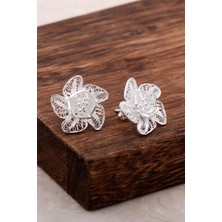 Sümer Telkari Telkari Işlemeli Gümüş Çiçekli Küpe 5004