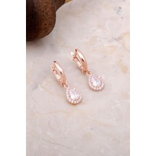 Sümer Telkari Kuvars Taşlı Damla Mini Rose 925 Ayar Gümüş Küpe 4964
