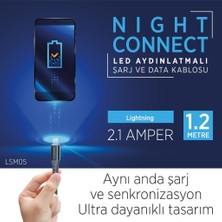 Linksmart LSM05 LED Aydınlatmalı Lightning Şarj ve Data Kablosu 120 cm