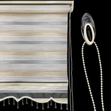 Lucra Concept Zebra Perde 694-2 Etek Dilimli & Boncuklu Gri MZ694-2EB 40x260 cm