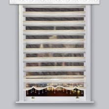 Lucra Concept Zebra Perde 694-2 Etek Dilimli & Boncuklu Gri MZ694-2EB 40x260 cm