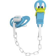 BabySoft Mavi Ördek Figürlü Emzik Askısı  Damak Emzik 6 - 18 Ay