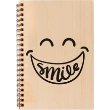 Hediye Sepeti Hediyesepeti Her Zaman Gülümse Tasarımlı Ahşap Kapaklı Defter