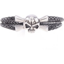Tedz Collection Çelik Deri Bileklik - Pirate
