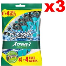 Wilkinson Sword Xtreme 3 Sensitive 8+4 3 Bıçaklı Kullan At Tıraş Bıçağı  3'lü Paket