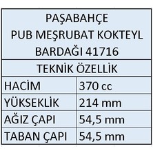 Paşabahçe 41716 Pub Kokteyl Meşrubat Bardağı 370 ml - 6 Adet