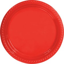 Newoto Tabak Plastik Yuvarlak 22 cm Kırmızı Pk:25