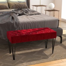 Tocco 9002 Irem Kapitoneli Bordo Metal Ayaklı Puf-BORDO