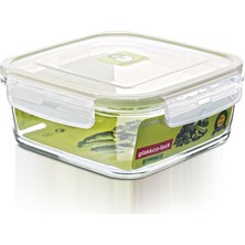 Glassco-Lock Temperli Kilitli Saklama Kabı Kare 1.220 cc