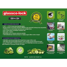 Glassco-Lock Temperli Kilitli Saklama Kabı Kare 1.220 cc