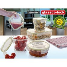 Glassco-Lock Temperli Kilitli Saklama Kabı Kare 760 cc