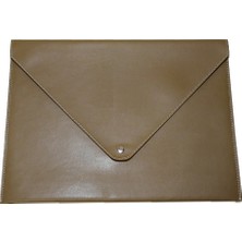 2K A4 Suni Deri Zarf Çıtçıtlı Dosya 25,5 x 33,5 cm Vizon