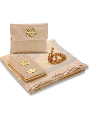 İhvan Şantuk Kumaş Kaplı Yasin Kitabı Çanta Boy + İsme Özel Plakalı + Seccadeli + Tesbihli Keseli