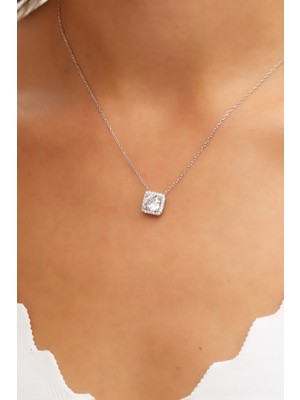 Belinda 925 Ayar Kadın Pırlanta Motür   Gümüş Kolye