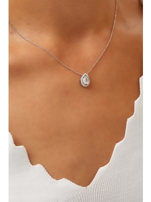 Belinda 925 Ayar Damla Taşlı  Gümüş Kolye