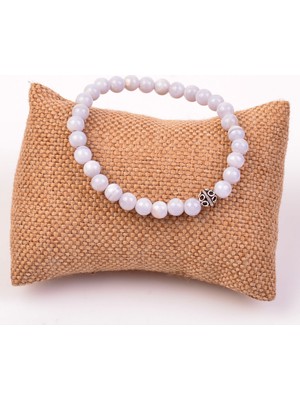 Taş Sandığı Mavi Kalsedon Taşı Bileklik - 7 mm