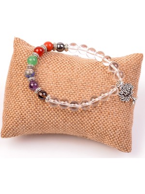 Taş Sandığı Kristal Kuvars Taşı Çakra Bileklik - 8 mm
