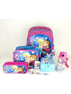 Frozen 7 Parça Set Çanta + Beslenme + Bes.kabı + Suluk + Silgi + Kalem + Kalem Kutu