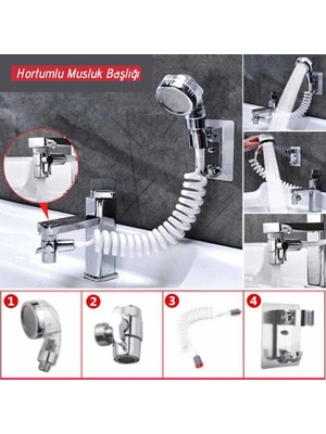 Buffer 2 In 1 Spiral Hortumlu Ayarlanabilir Hareketli Banyo Mutfak Lavabo Musluk Duş Başlığı